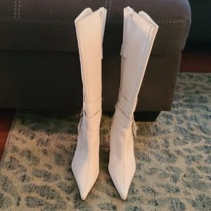 Joey White Leather Boots